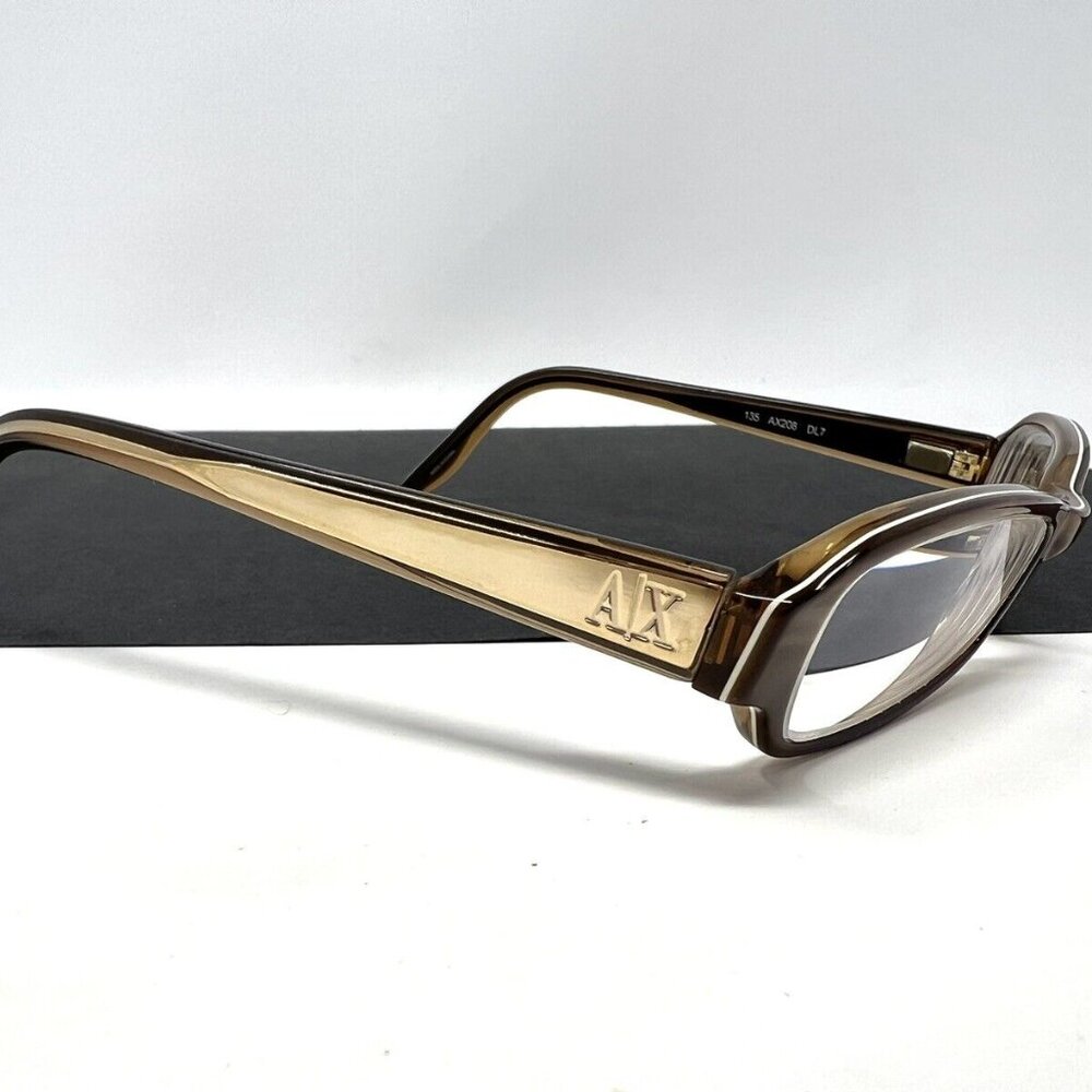 ARMANI EXCHANGE EYEGLASSES AX 208 DL7 BROWN FULLRIM FRAME GOLD ARMS AUTHENTIC